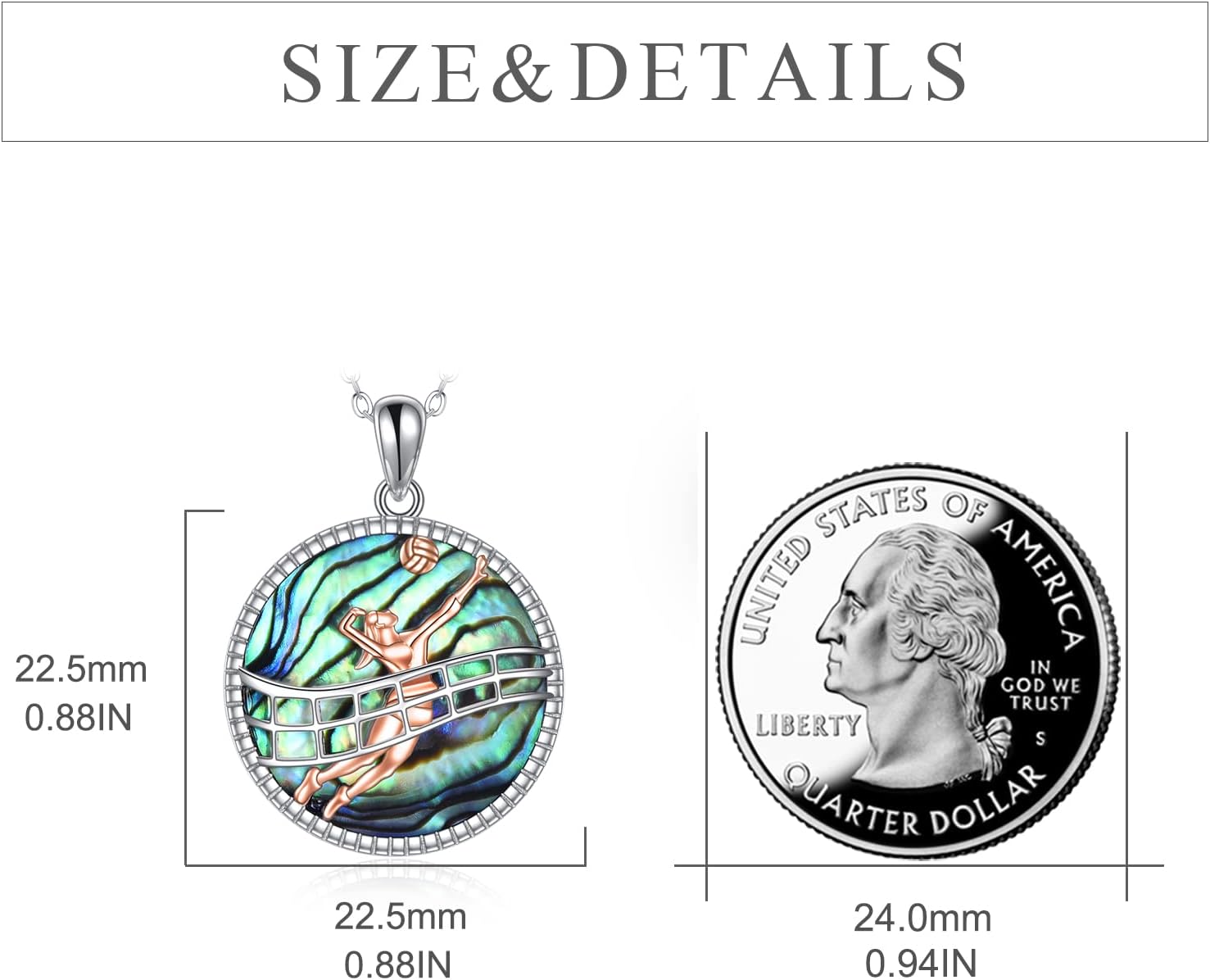 CRMAD Volleyball Gifts Necklace for Players Sterling Silver Abalone Shell/Crystal Sport Inspirational Jewelry for Women - Image 5