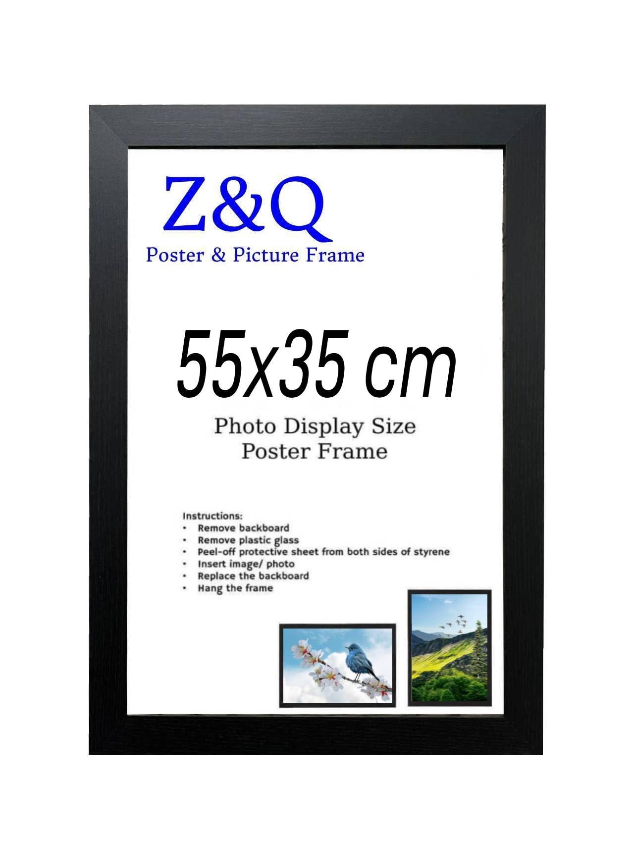 Z&Q Wall Poster Frames 55X35 CM (21.65X13.78) Gallery Picture Photo Frames Solid MDF Wood Heavy Duty Shatter-Resistant Aclyric Living Room Bedroom Décor