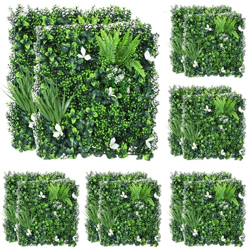 20"x20" Artificial Grass Wall, 12Pcs Hedge Panels with 100 Zip Ties, Hedge Panels, Artificial Grass Backdrop for Outdoor, Indoor, Garden, Backyard and Décor