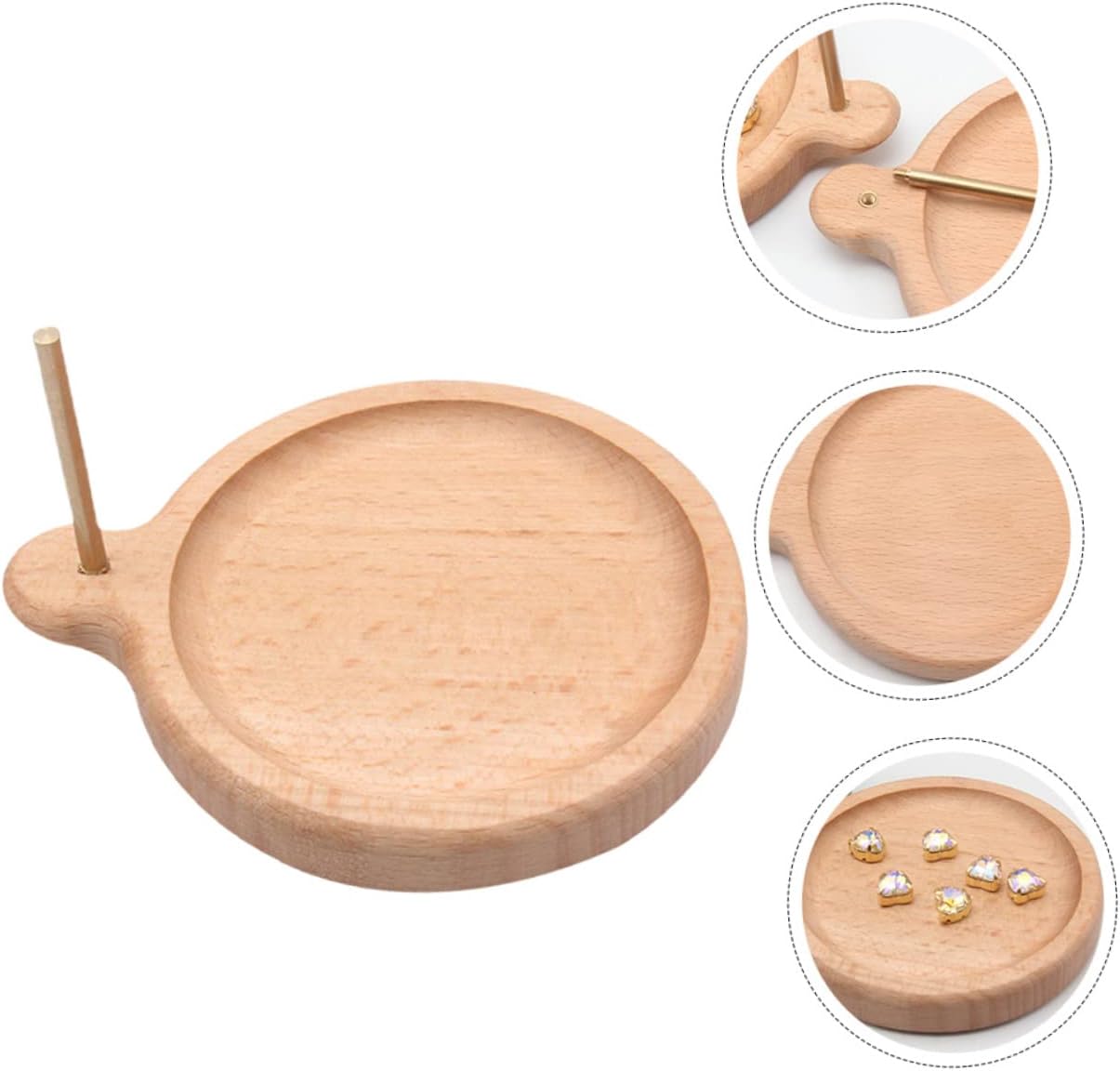 Wooden Beading Tray with Spool Holder 2-in-1 Bead Organizer for Jewelry Making Natural Beech Wood for Beaders for DIY Projects and Crafting