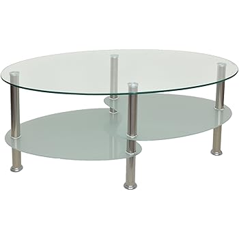 Ts Ideen Glastisch Beistelltisch Couchtisch Oval Edelstahl Mit 8 Mm Esg Sicherheitsglas Amazon De Kuche Haushalt