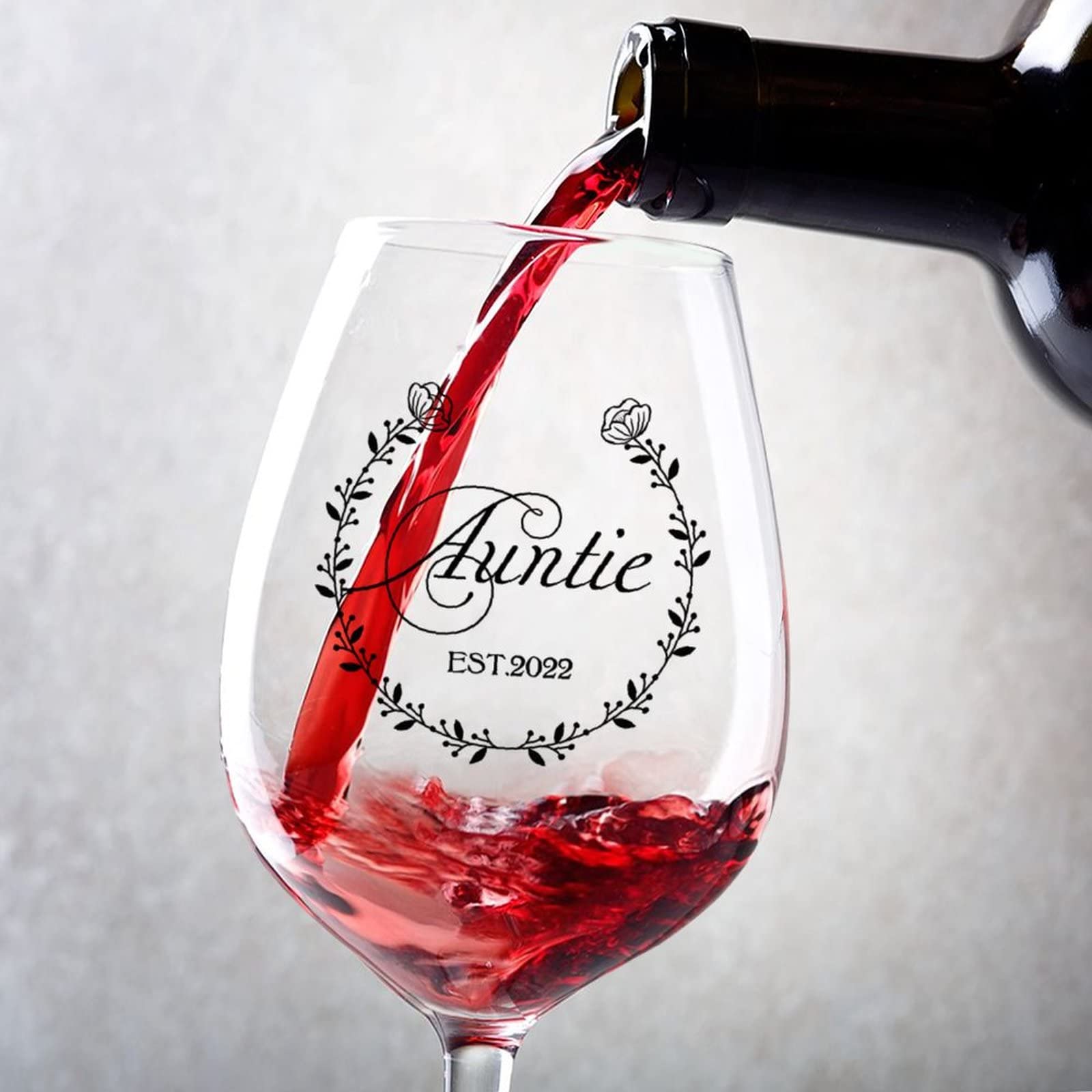 Verres à vin Promoted to Auntie : cadeau d'annonce grossesse et Saint-Valentin original