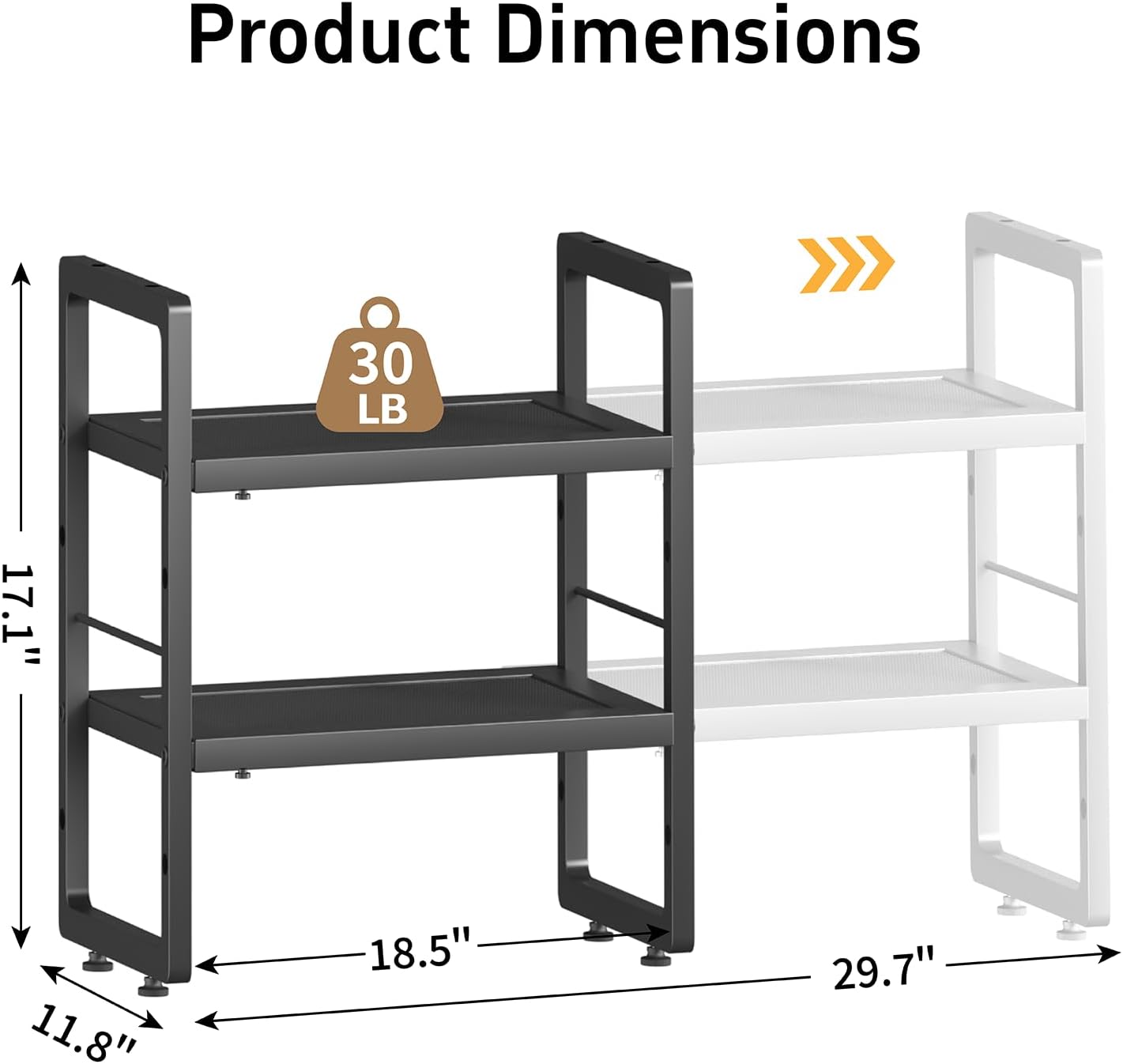 2 Tier Shoe Rack, Expandable Shoe Organizer for Entryway, Stackable Shoes Stand with Mesh Metal Shelves for Closet Entryway, Black