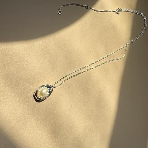 Miniatura 5 de Collares con colgante de perlas naturales de agua dulce para mujer, chapado en oro de 18 quilates con cadena ajustable (17.7 + 2.76 pulgadas),