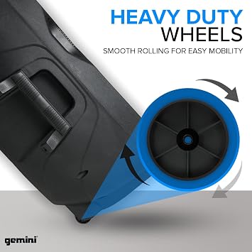 Gemini PA-SYS15 Complete Portable Bluetooth PA Speakers System Package, Dual Active and Passive 2000W Speakers, Stands and Microphone,Black