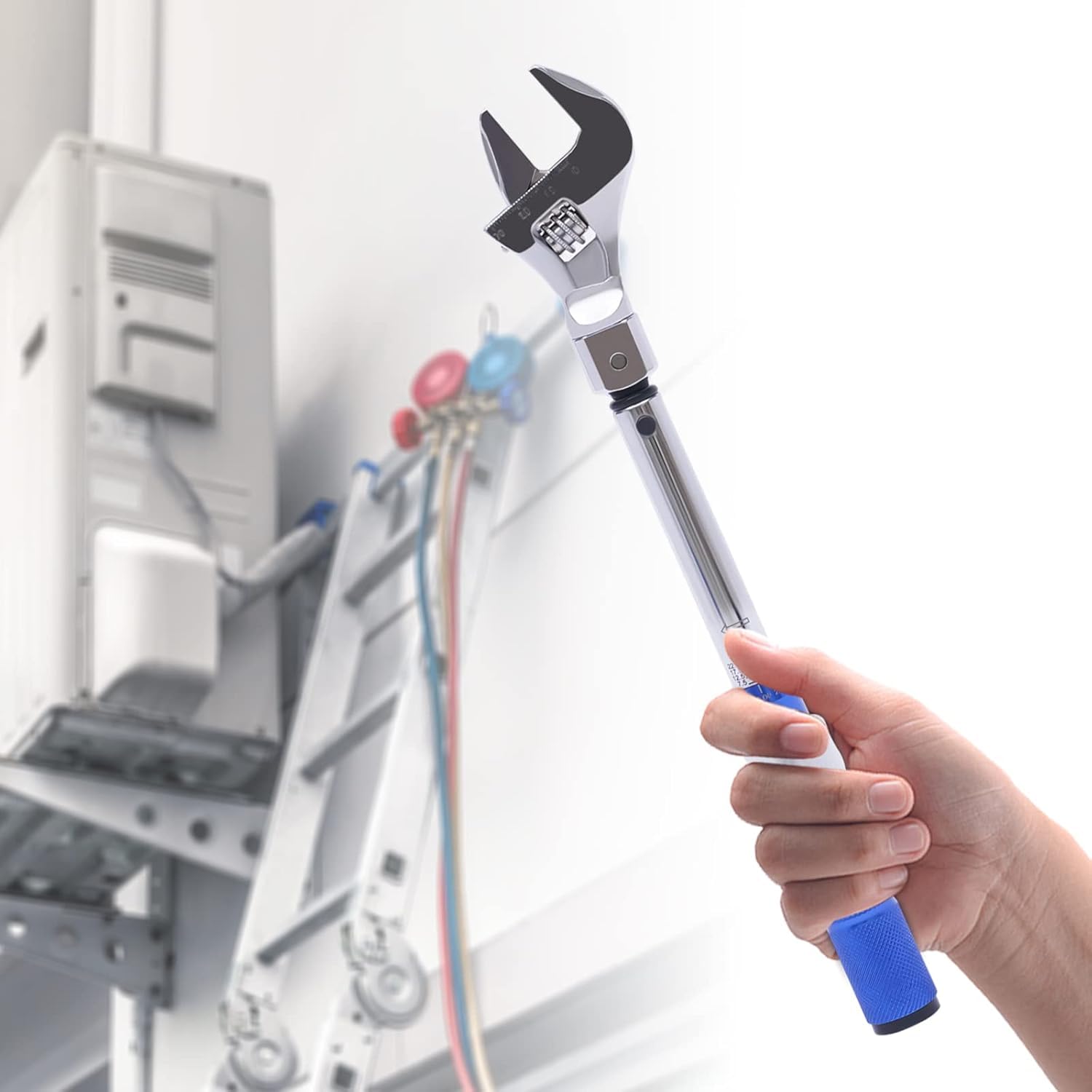 Llave dinamométrica ajustable con caja de herramientas, herramienta de precisión para instalaciones industriales, de refrigeración y HVAC