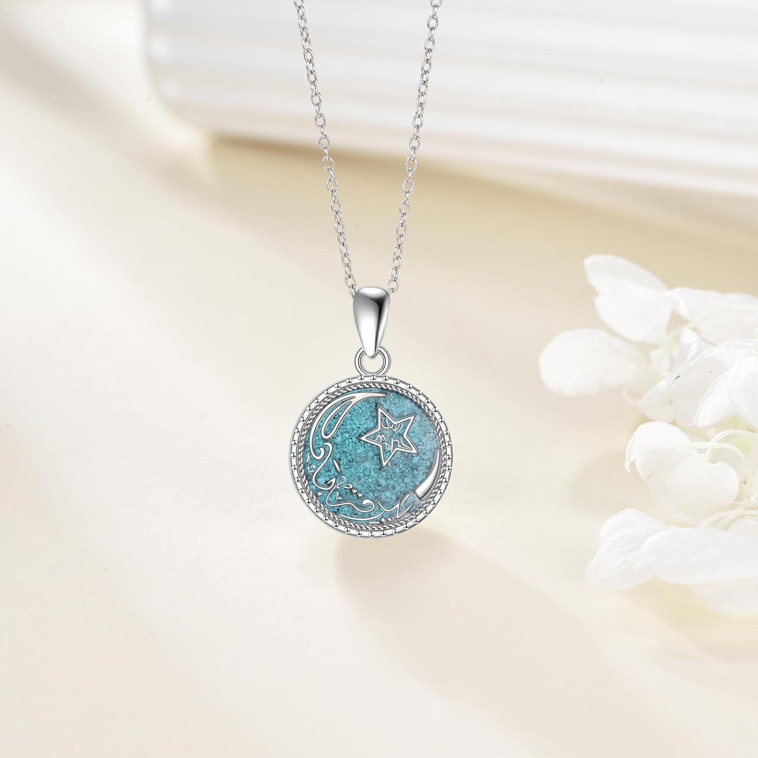 Sterling Silver Islamic Necklace Religious Muslim Pendant Islamic Jewelry Gifts for Men Women
