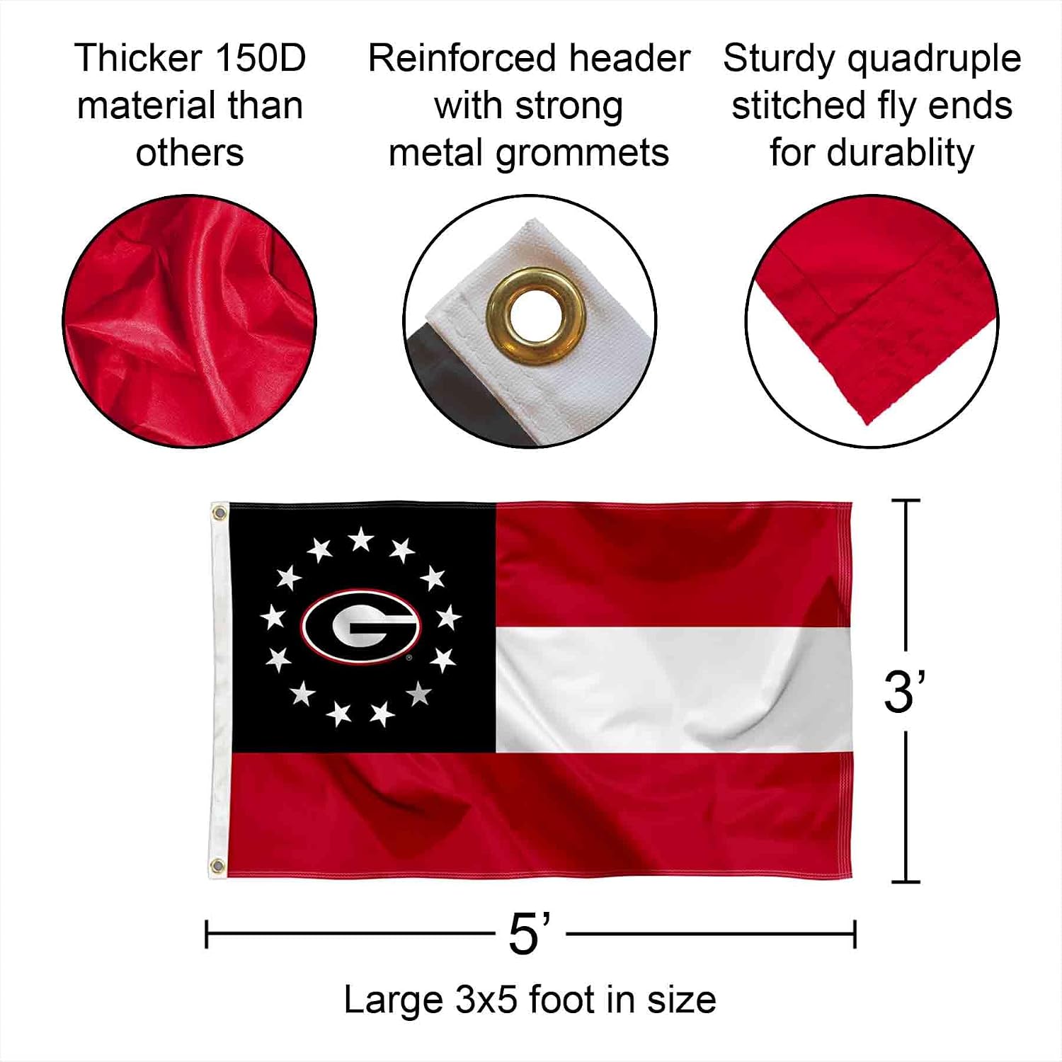 College Flags & Banners Co. Georgia Bulldogs State Flag and Pole Bracket Mount Bundle