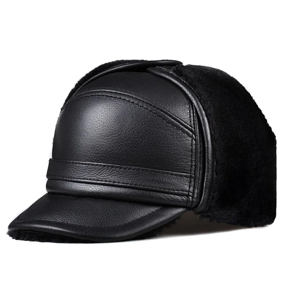 Gorro bomber de piel sintética para hombre, protección auditiva, cálido, para invierno, para hombre