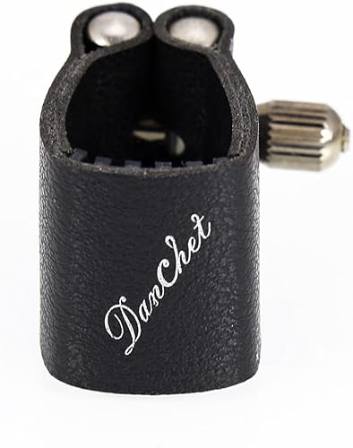 Sujetador de ligadura de saxofón alto, ligadura de cuero y tapa de plástico para saxofón alto