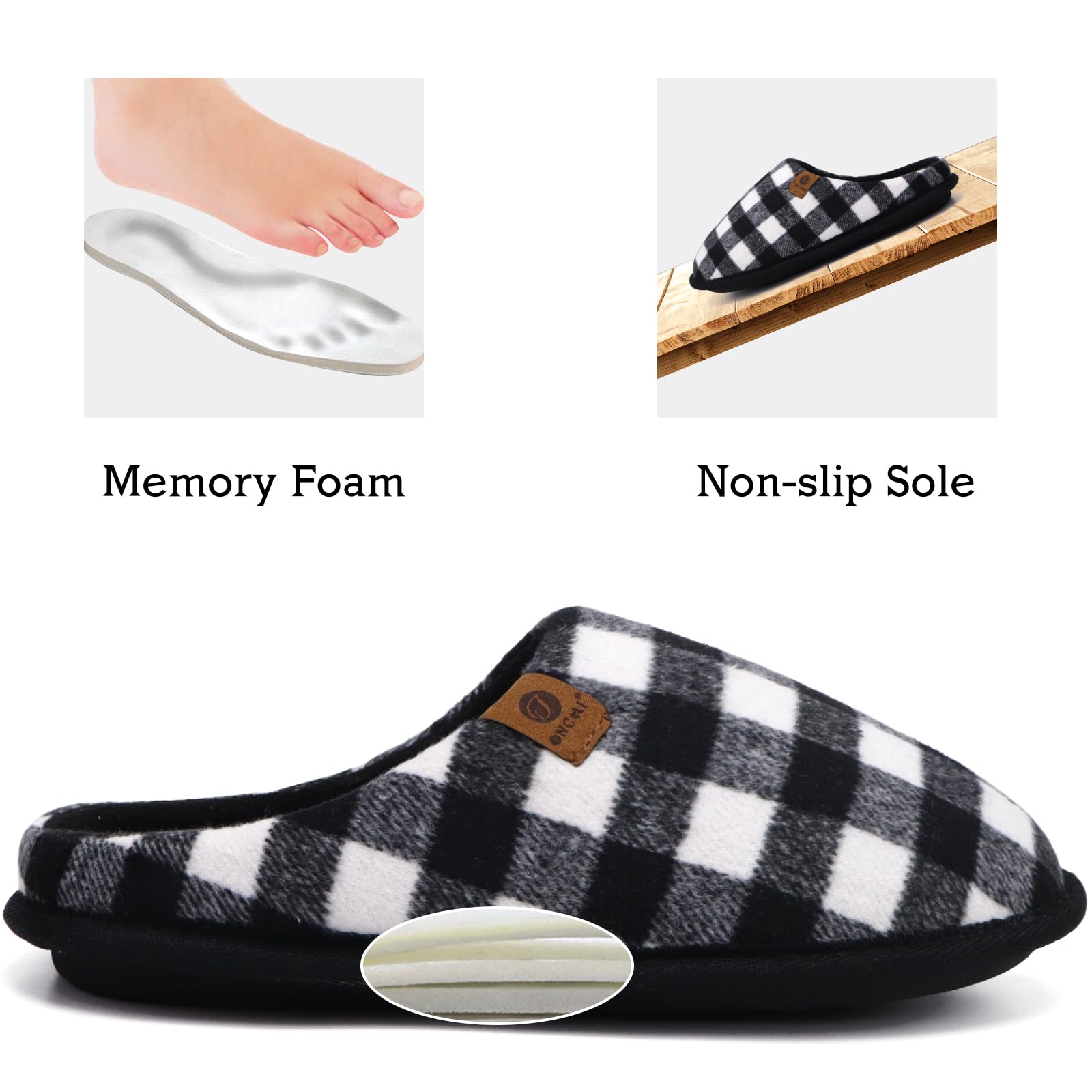 ONCAI Pantofole da Uomo Invernali, Comoda Memory Foam Calde Scarpe da Casa in Lana Con Suola Antiscivolo Taglia 40-49 EU