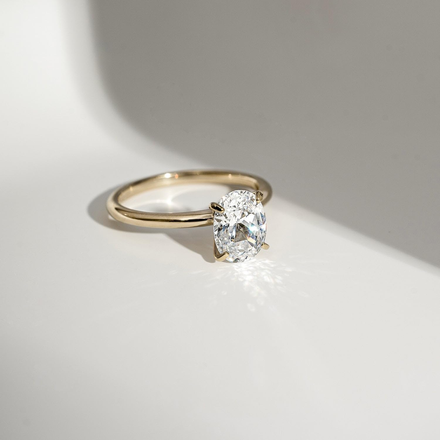 Diamonbliss 14K Real Solid Gold Ring | 1 Carat Cubic Zirconia CZ Diamond Simulant| Choice of Cut