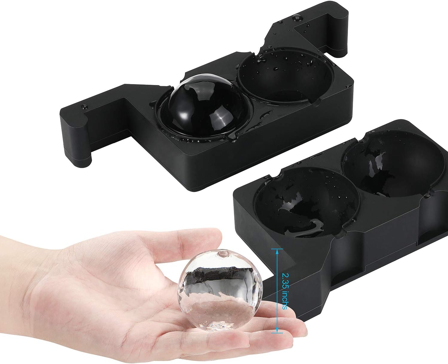 Clear Ice Ball Maker Mold - Ticent Whiskey Ice Ball Maker Large 2.4 Inch - Crystal Clear Sphere Ice Cube Tray Mould for Cocktail, Brandy, Bourbon