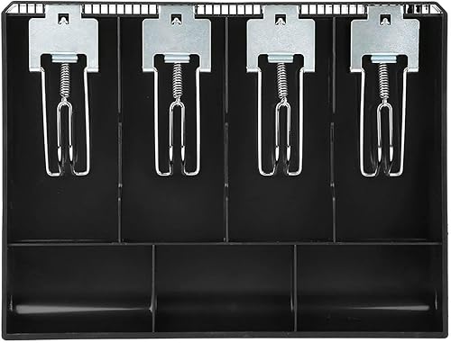 Miniatura 6 de Caja de efectivo Caja de 3 colores Caja registradora Cajón Inserción Bandeja de repuesto Caja de cuatro cajas con clip de metal (negro)