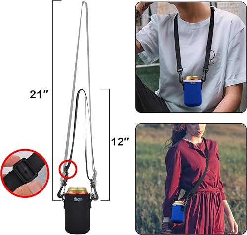 Miniatura 5 de Beautyflier Funda de neopreno con correa ajustable para el hombro, soporte aislante para latas de cerveza de 12 onzas (funda estándar de lata de 12