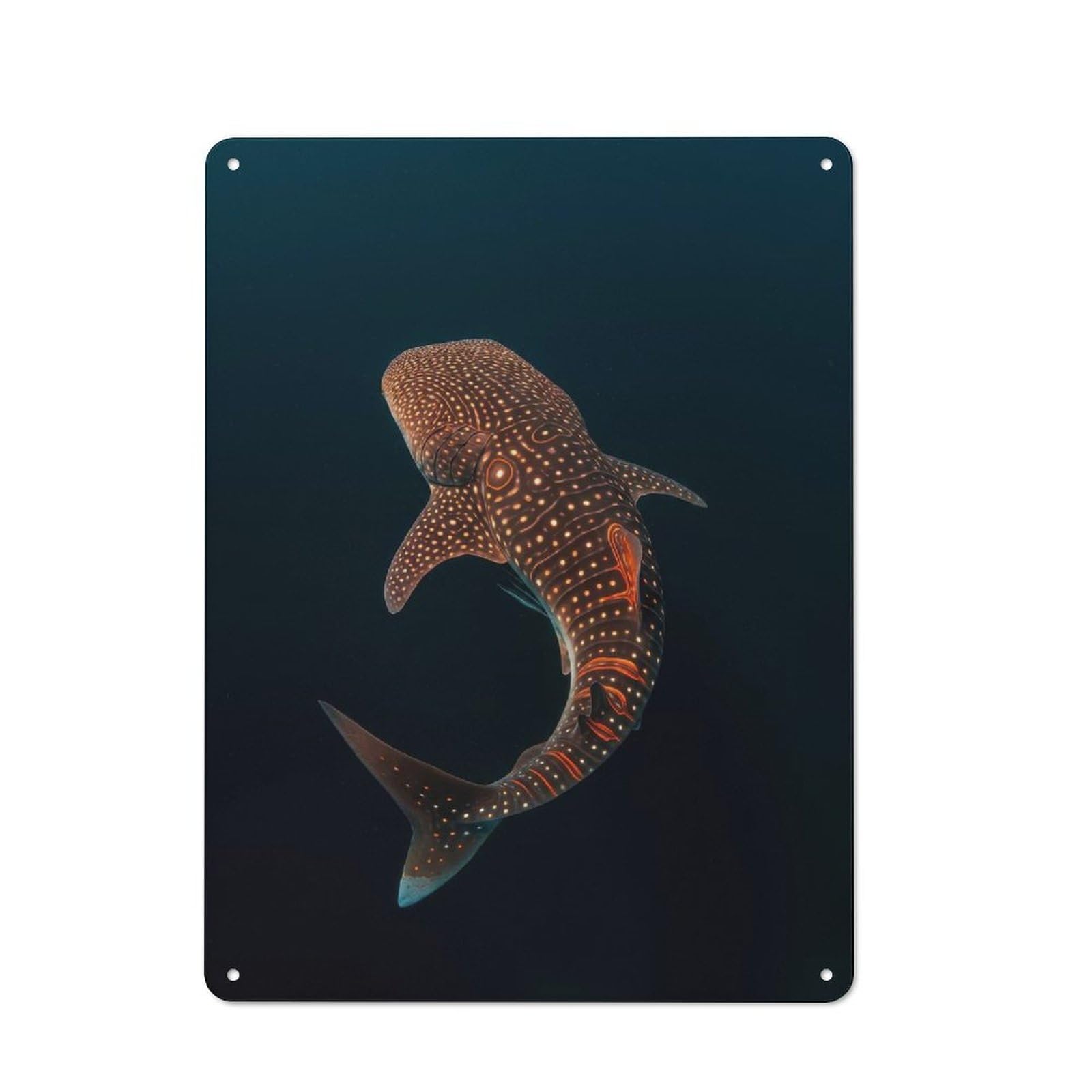 Junmoney Style-18 Vintage Tin Sign 40X30cm With Whale Shark Dark Ocean For Bar Or Restaurant, Suited To Bar Decor Enthusiasts