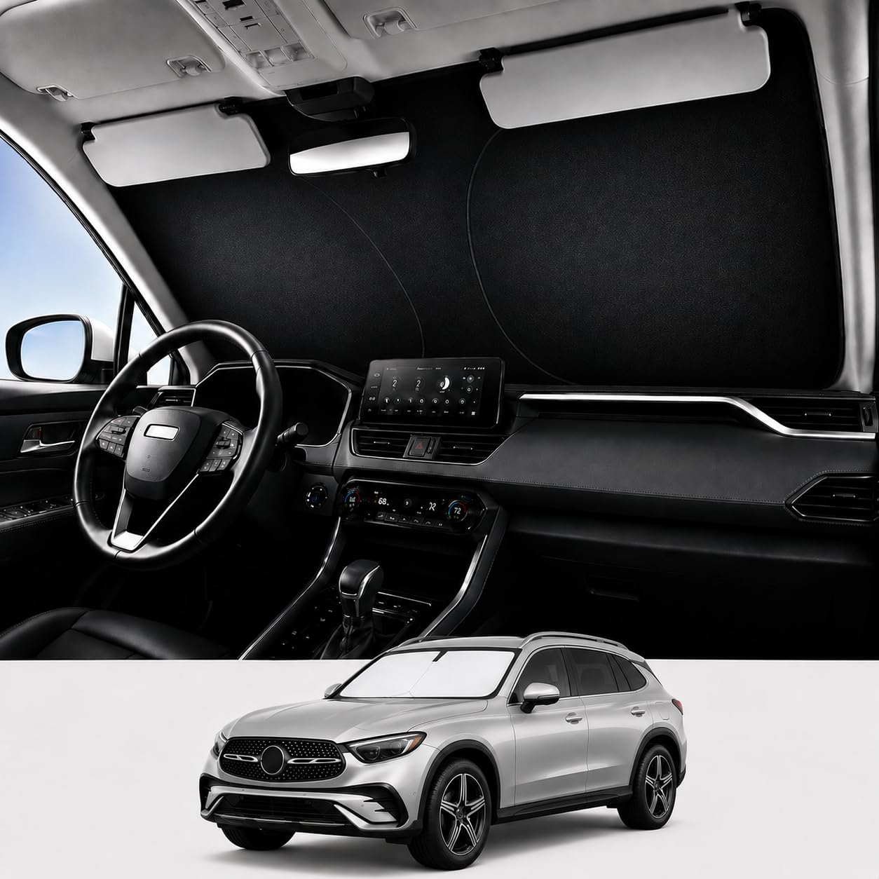 Proadsy Custom Fit Car Windshield Sun Shade for 2023-2026 Mercedes-Benz GLC