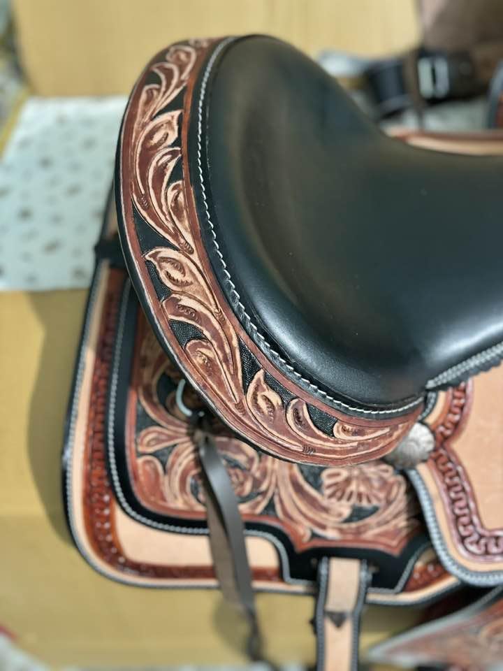 Pony - Sella in pelle scamosciata, per bambini, stile western, 25,4 - 45,7 cm, per equitazione, spettacolo, equitazione