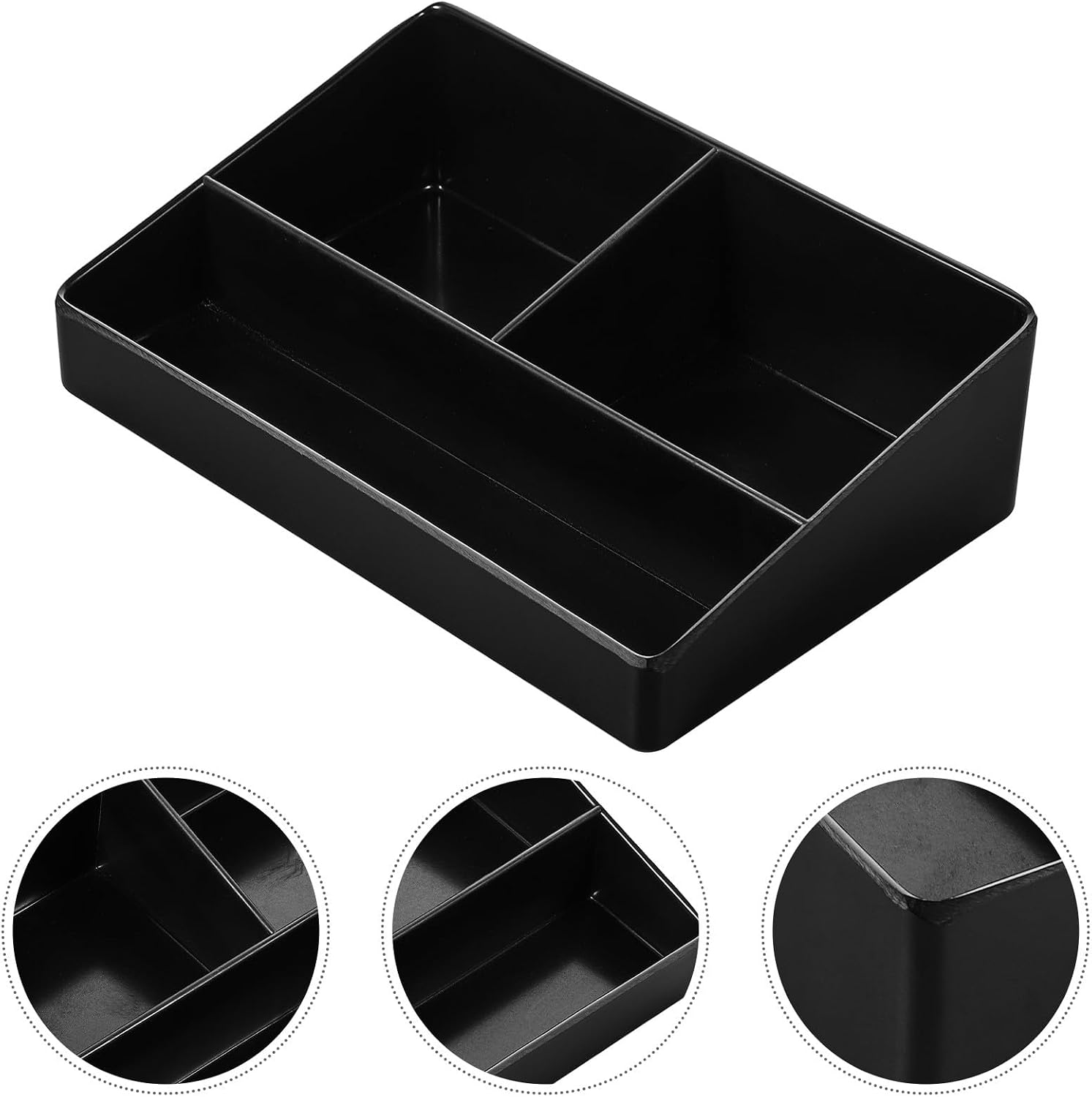 Tea Bag Storage Organizer with 3 Compartments, Black Imitation Porcelain
