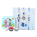 CraftVatika Chocolates with Evil Eye Rakhi for Brother Bhabhi Kids, Rakhi Set of 3 for Bhaiya Bhabhi Kids, Evil Eye Lumba, Rakhis Chocolates Gift Rakhis with Gift Hamper (Type-1) gallery image