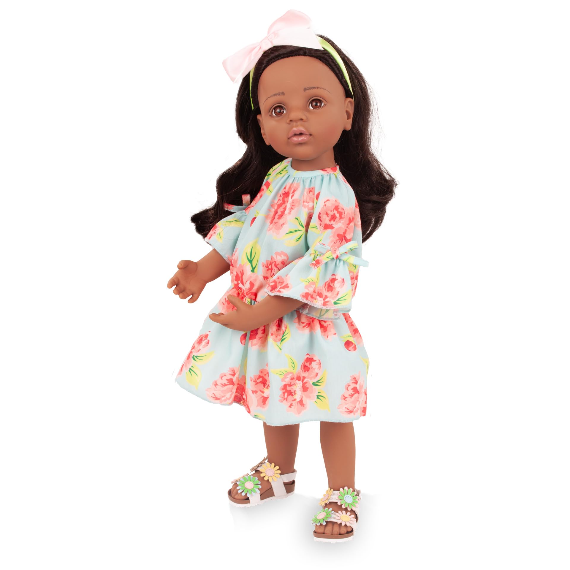 Götz 2666811 Happy Kidz AVA Puppe 50 cm Multigelenk-Stehpuppe | 6-tlg, für Kinder ab 3 Jahren, schwarze Haare, braune Augen, 9 Gelenke, posierbar, frisierbar, Vinylhartkörper