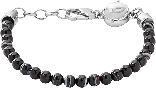 Diesel - Brazalete de acero inoxidable y cuentas para hombre
