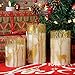 GenSwin Glass Flameless Candles with Elk Decor and Remote Timers, Battery Operated Moving Wick Led Flickering Light, Set of 3 Real Wax Pillar Candles for Christmas Home Decoration