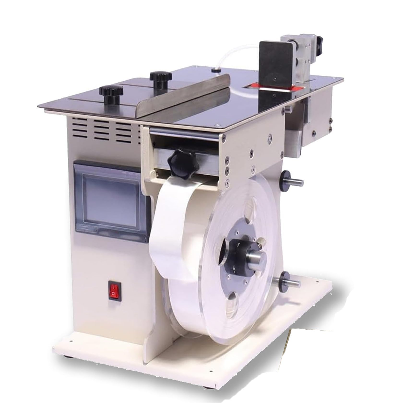 Etiquetadora automática de ángulo recto, etiquetadora de esquina de 90° pelable de 200 W con ajuste de velocidad/longitud, control de pantalla táctil, cuerpo de metal duradero