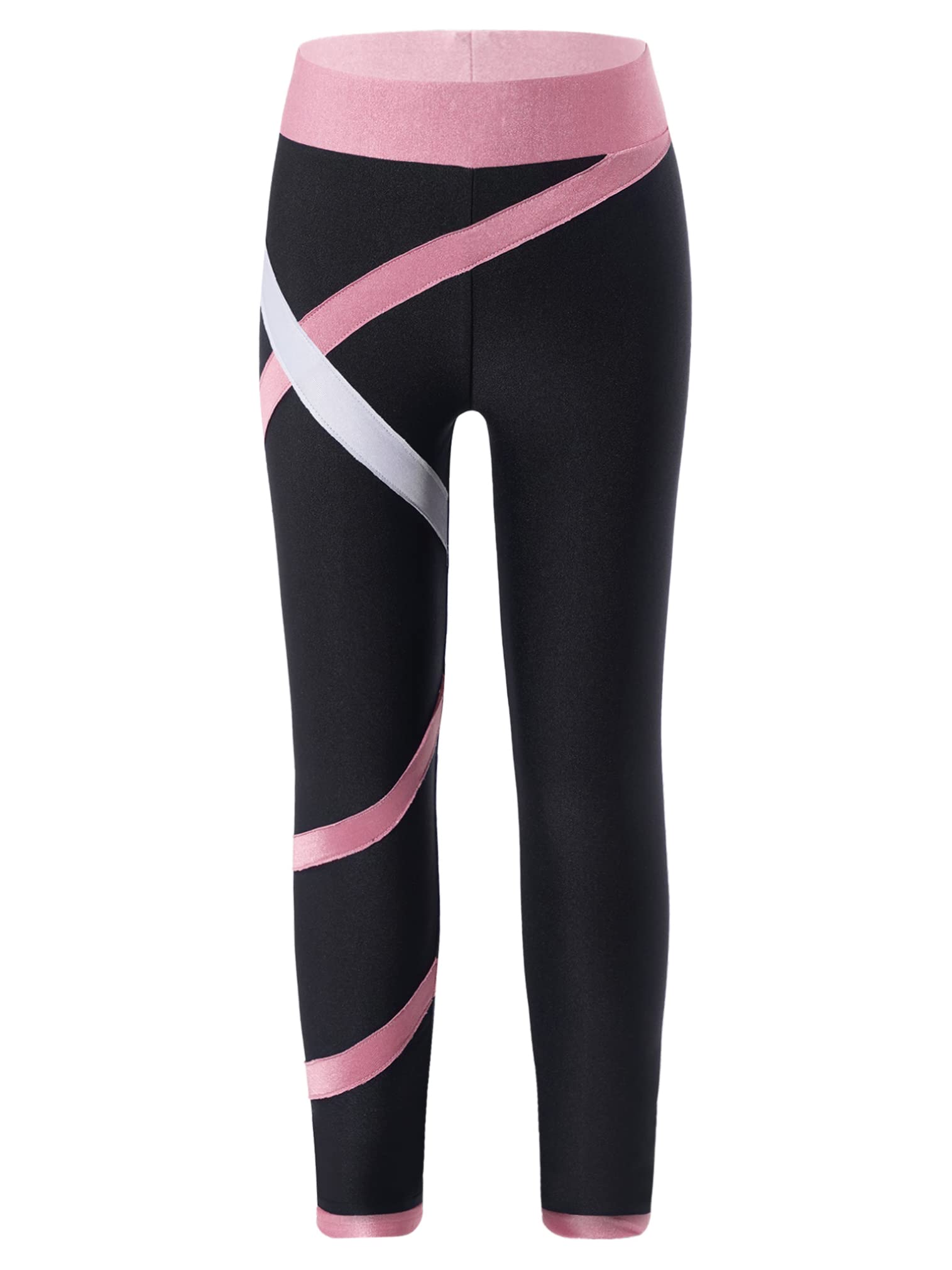easyforever Kids Figure Skating Practice Pants Girl's Ice Skating Tights Leggings Training Competition Pants Pink 16 Years