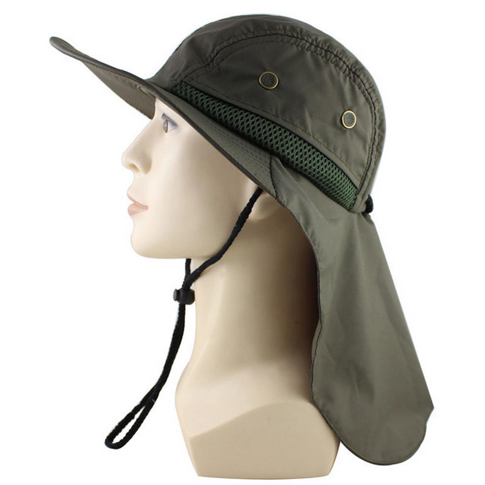 Sombrero de pescador de verano para hombres y mujeres, sombrero con solapa para el cuello, protección al aire libre, ala ancha, sombrero de malla transpirable