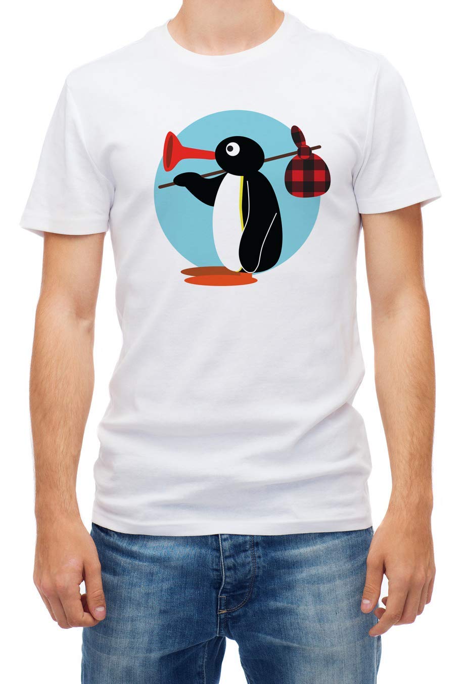 Plain Design Pingu Noot Noot Funny Short Sleeve White Men's t Shirt (L)