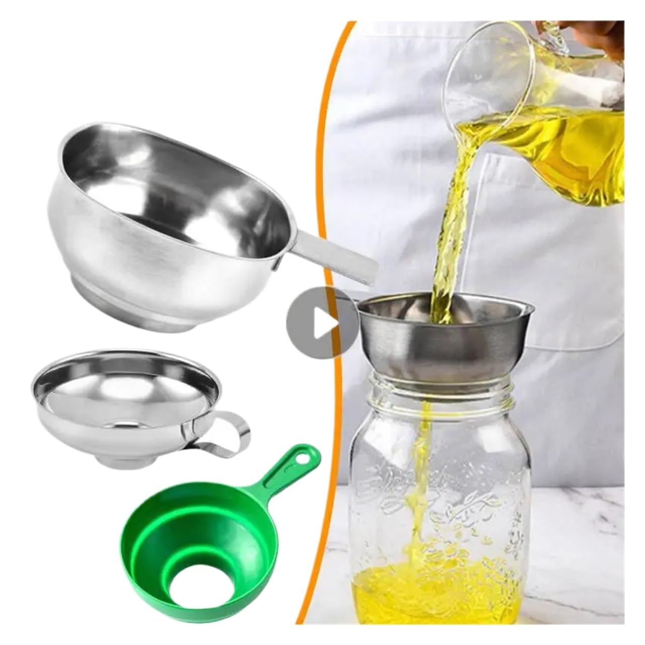 Embudos de Cocina de Acero Inoxidable de Boca Ancha for mermeladas, ensaladas y aderezos. Accesorios de Cocina multifunción for Fugas de Vino y Aceite.(Steel 7.6CM Round)