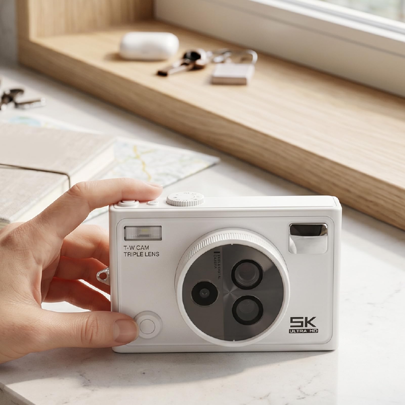 PUSOKEI Fotocamera Digitale 5K da 75 MP, Zoom a 3 Obiettivi | Supporta connettività WiFi, zoom ottico 4x e zoom digitale 3x, schermo LCS da 2,8 pollici, supporta schede di memoria fino