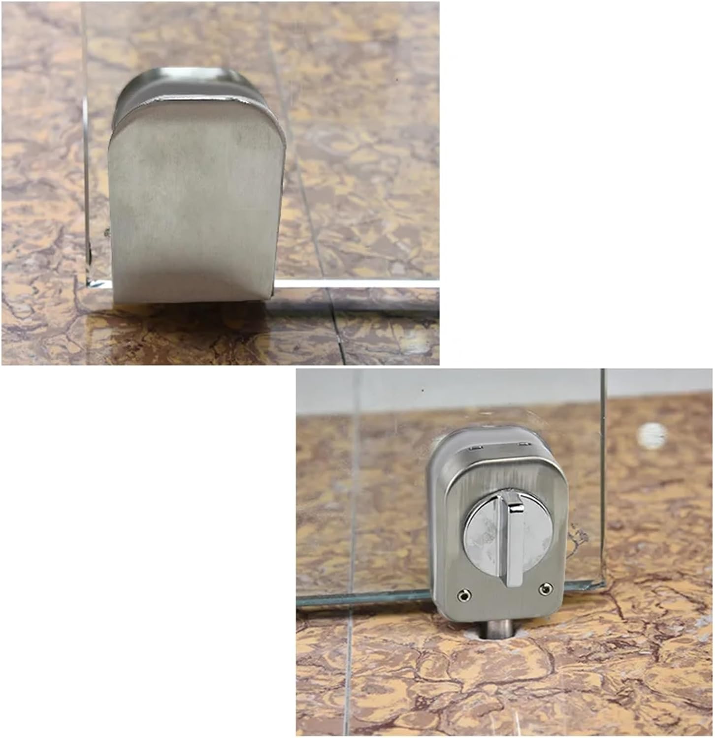 1Pcs Stainless Steel Glass Door Lock Floor Bolt Latch Security Ground Lock for Bathroom Office Single Double Glass Door Hardware