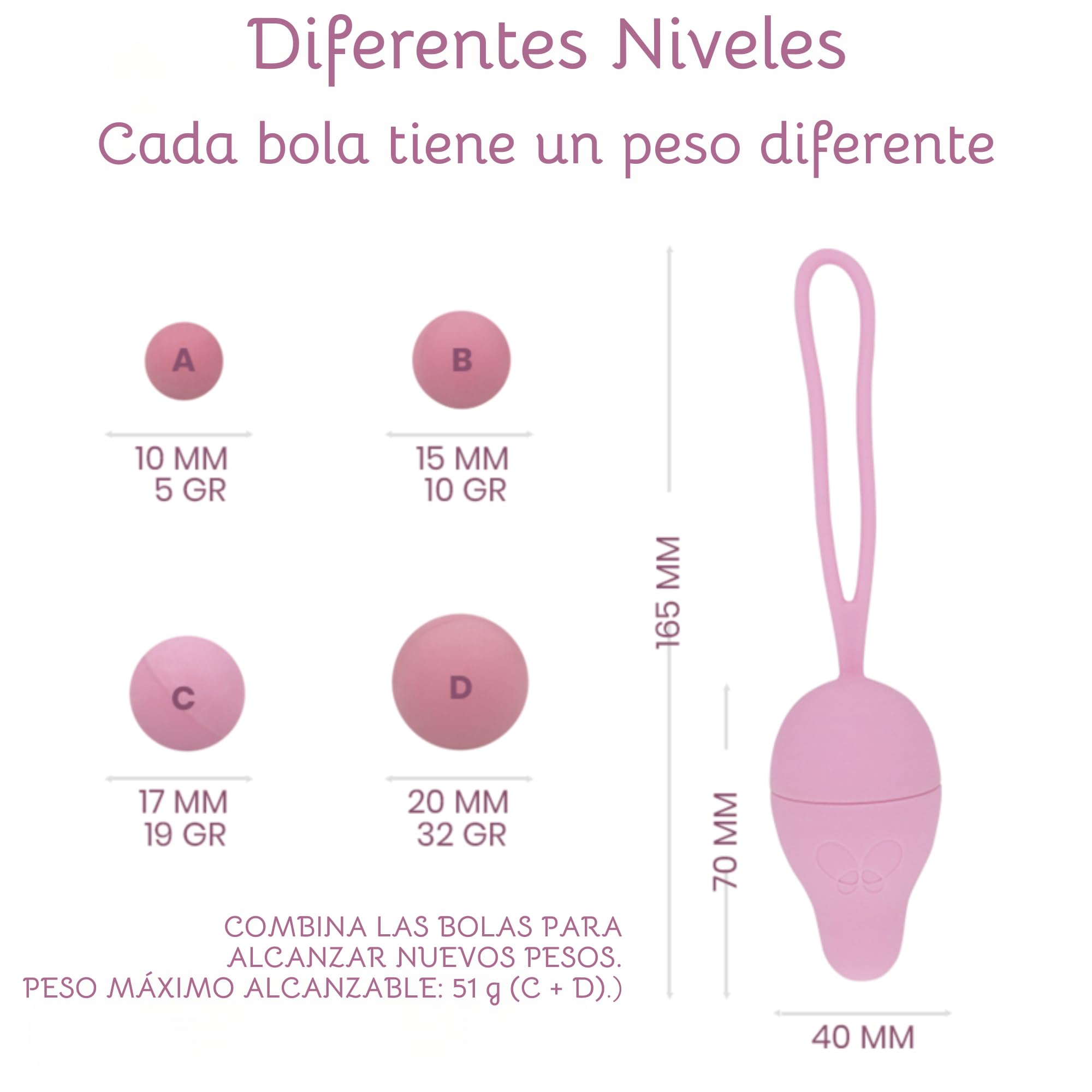 Entrenador del Suelo Pélvico para Mujeres Bolas Kegel Pesas| 4 Bolas con Pesos Graduales Recubiertas de Silicona Bolas Ejercicios de Kegel Fortalece la Musculatura Vaginal y Previene Incontinencia