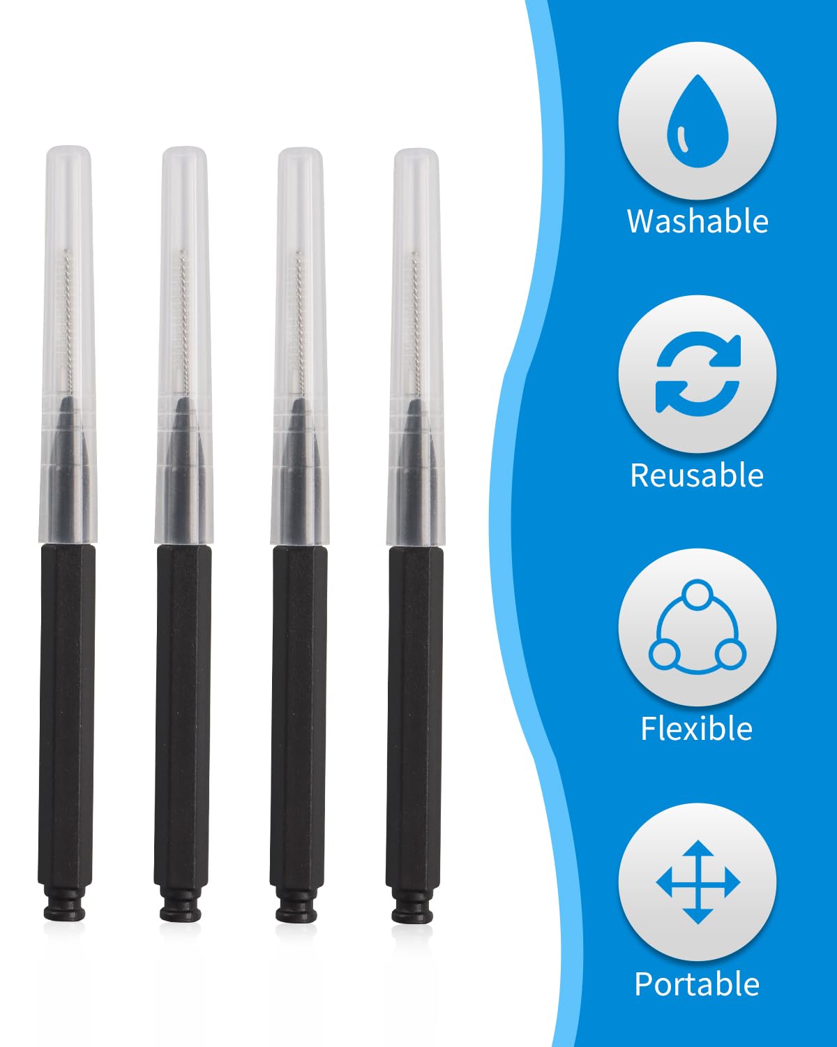 Cepillos interdentales, 80 piezas de cepillos entre dientes, palillos de dientes para aparatos ortopédicos, cabezal de hilo dental para herramientas de limpieza bucal de dientes, color negro