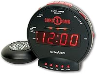 Sonic Alert Sonic Bomb Extra Loud Alarm Clock with Bed Shaker - 113dB Dual Alarm for Heavy Sleepers, Hearing Impaired, Battery Backup