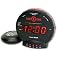 Sonic Bomb Dual Extra Loud Alarm Clock with Bed Shaker, Black | Sonic Alert Vibrating Alarm Clock Heavy Sleepers, Battery Bac