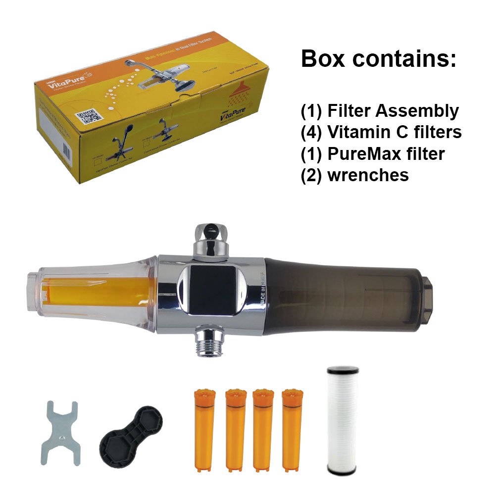 Sonaki Filtro de agua para ducha – doble filtración – use su cabezal de ducha actual –elimina hasta el 99,9% del cloro y las cloraminas, metales pesados, óxido y más