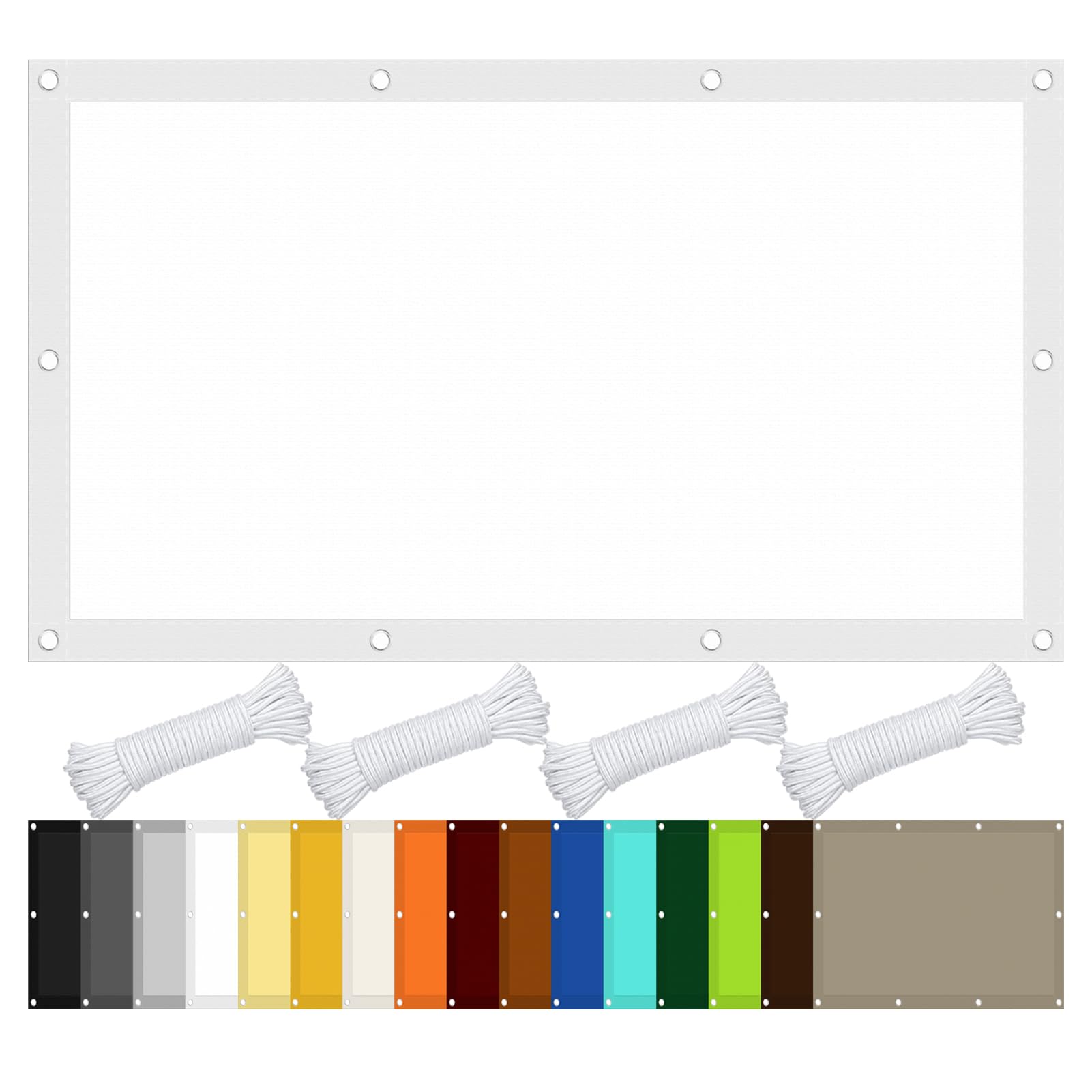 Schattierungsnetz mit Ösen inkl Befestigungsseile 180 x 300 cm Wasserabweisendes Sonnensegel Sonnensegel Wasserdicht Sonnenschutz Leicht Und Haltbarkeit für Garten Balkon, Weiß