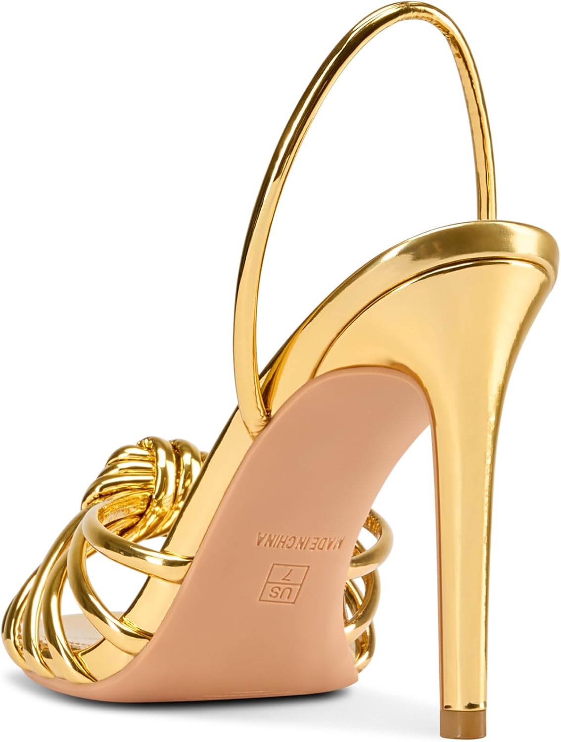 TNYNFBEB Womens Stiletto High Heel Open Toe Sandals Slingback Slip-on Prom Wedding Dress Basic Classic Patent Leather Summer 3.9 Inches Heels - Image 5