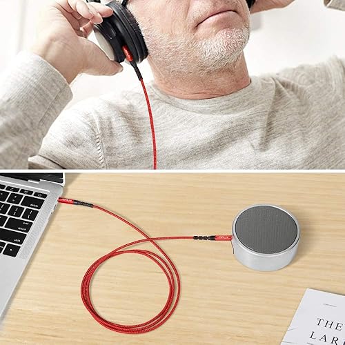 Miniatura 3 de JSAUX Paquete de 2 cables auxiliares, carcasa de cobre de 4 pies3.9 ft, sonido de alta fidelidad Cable auxiliar TRS de audio auxiliar TRS de nailon