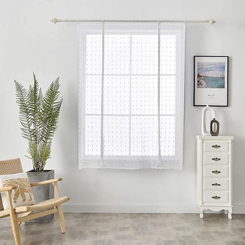 Miniatura 2 de Smithoom 1 cortina romana con bolsillo para barra, lindo jacquard con lazo para globo, cortina de globo de gasa para cocina, baño, sala de estar,