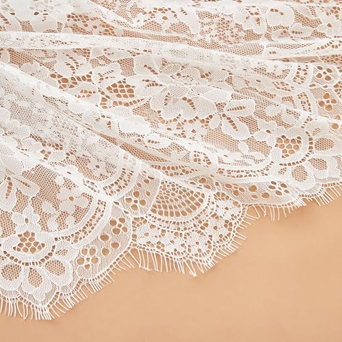 Luxurious 15.75-Inch Wide White Eyelash Lace Fabric - 3 Yards of Floral Patterned Lace Ribbon for Weddings, Sewing, Crafts, and Home Decor 6 Luxurious 15.75-Inch Wide White Eyelash Lace Fabric - 3 Yards of Floral Patterned Lace Ribbon for Weddings, Sewing, Crafts, and Home Decor - Image 5