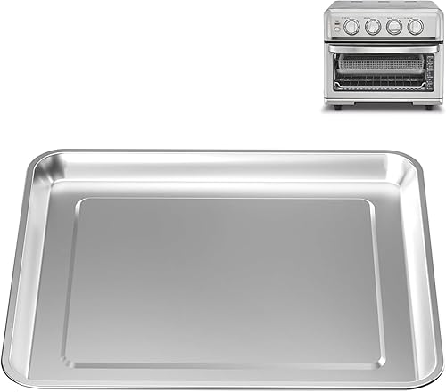 Quality Baking Sheet Pan, 12.4"x11" Stainless Steel Air Fryer Tray Replacement for Cuisinart Air Fryer TOA-060 and TOA-065, Dishwasher Safe,