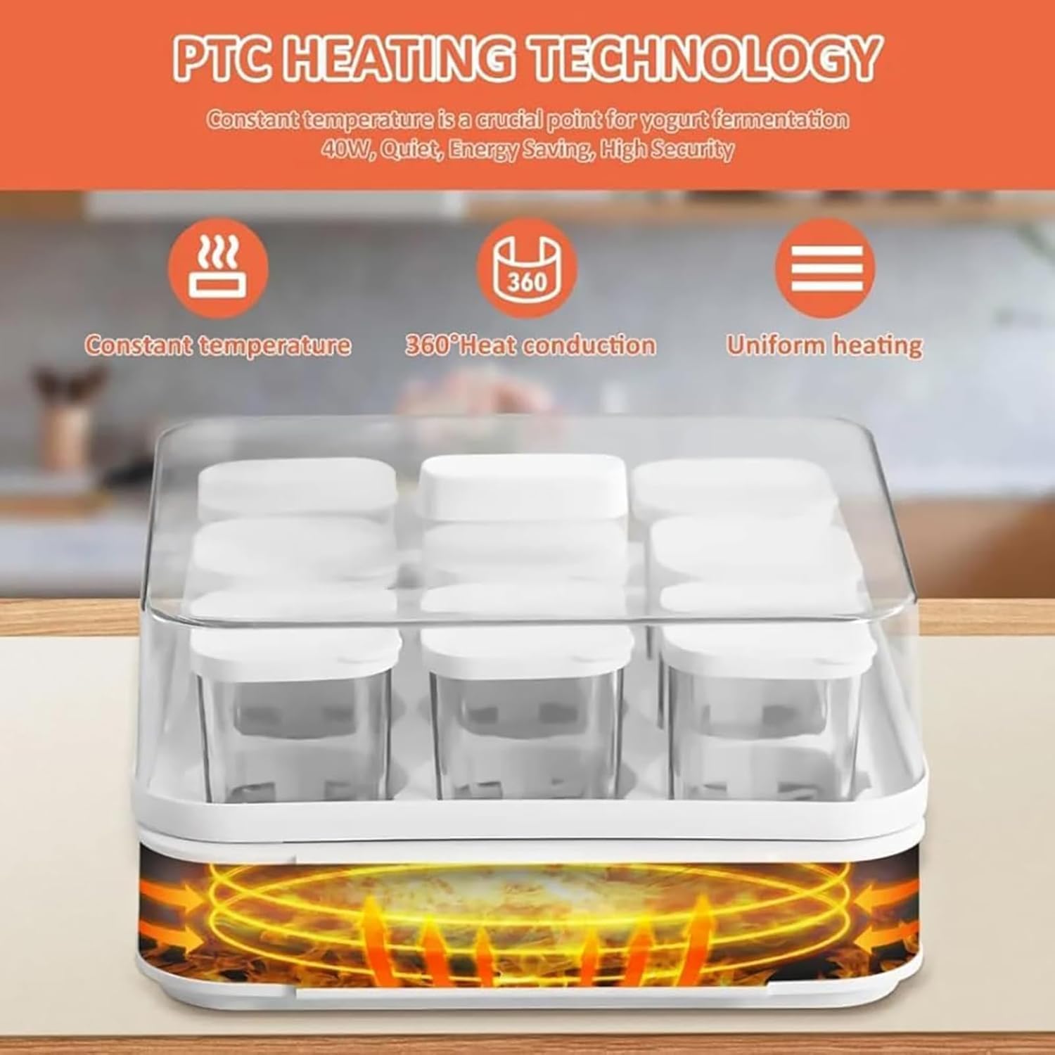 Genérico Yogurtera Digital Automática con Pantalla LCD y Frascos de Vidrio Reutilizables, Control de Temperatura Constante y Ajuste de Tiempo para Yogur Orgánico y Queso