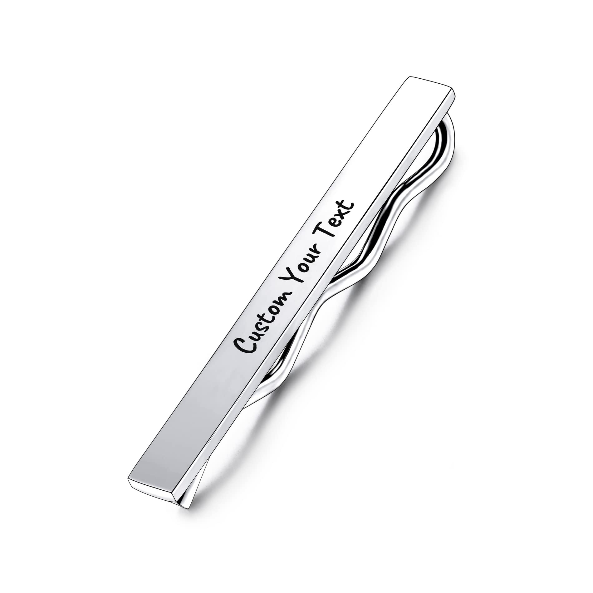OTXIXTO Personalized Silver Tie Clip Bar for Man Stainless Steel Jewelry Business Wedding Gift