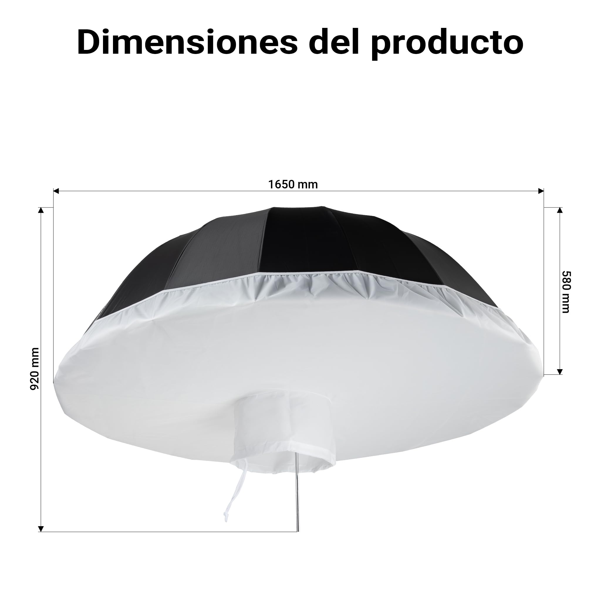 Walimex pro Parasol fotográfico parabólico Negro/Blanco Ø 165 cm + difusor – Set de modeladores de luz para fotografía y videografía