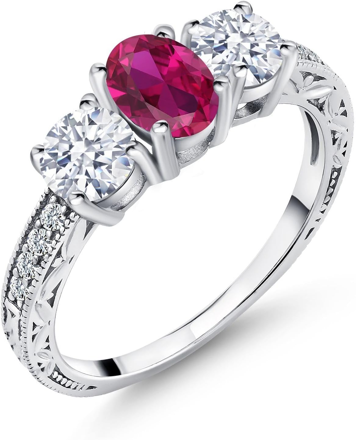 シンセティック ルビー リング レディース 指輪 7月 誕生石 お守り 誕生日プレゼント 女性 ブランド | [Gem Stone King] 4.59カラット シンセティック ルビー