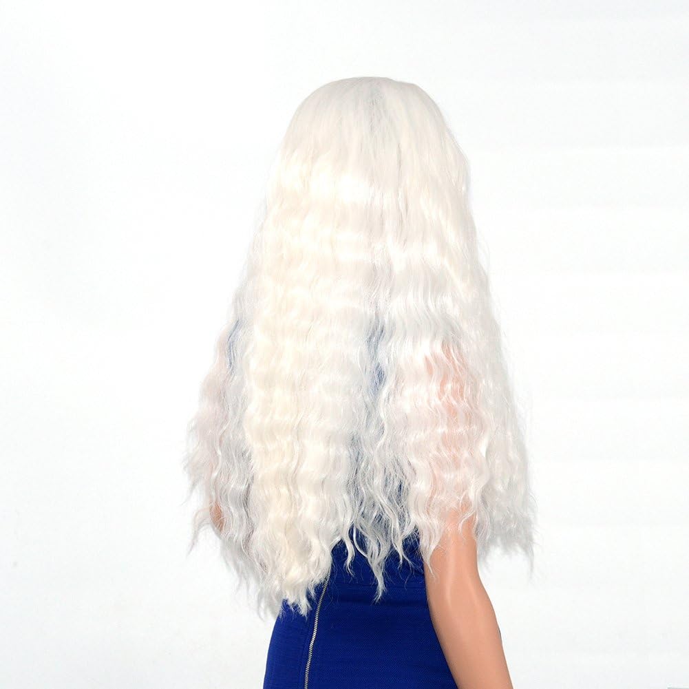 FUHSI Kanekalon Futura Synthetic Wig Real Natural For Women – Soft & Smooth, Tangle-Free Wavy Lace Front Wig, Comfortable & Adjustable For Perfect Fit–1001# Blonde 250D 22"